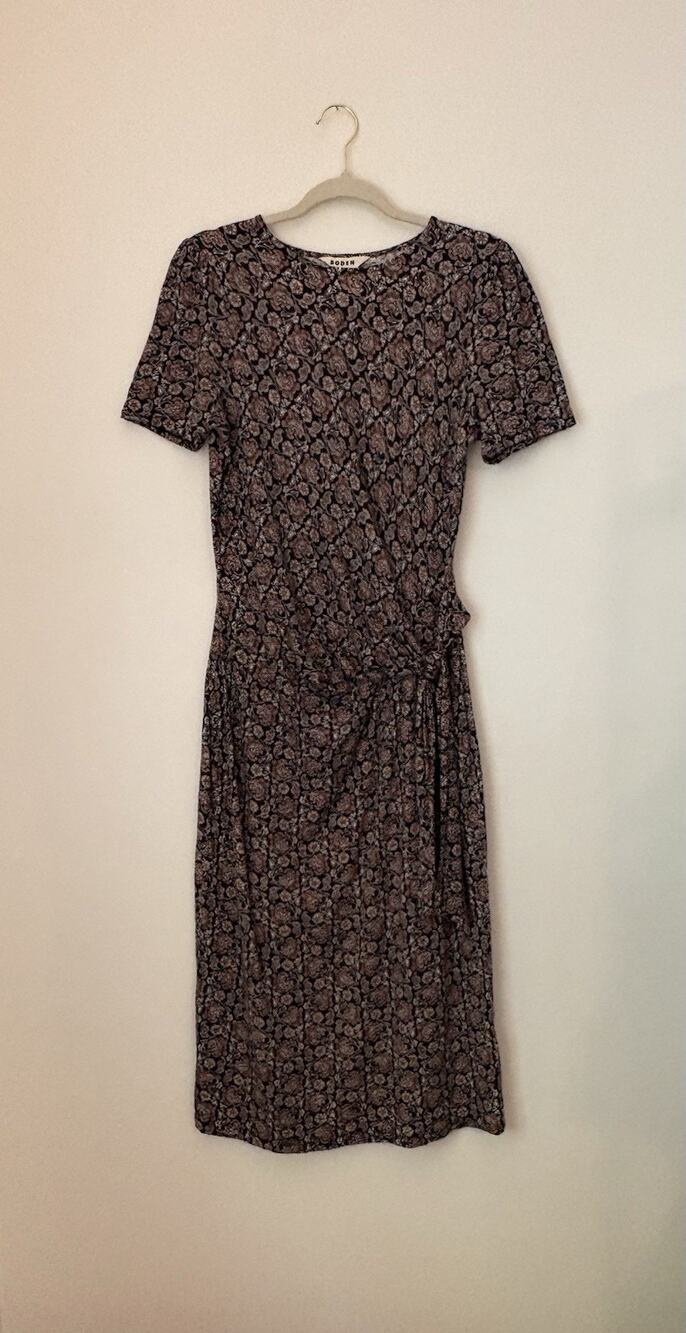 Boden Floral Wrap Dress Midi Short Sleeves Women’s Size 8R Cotton Blend